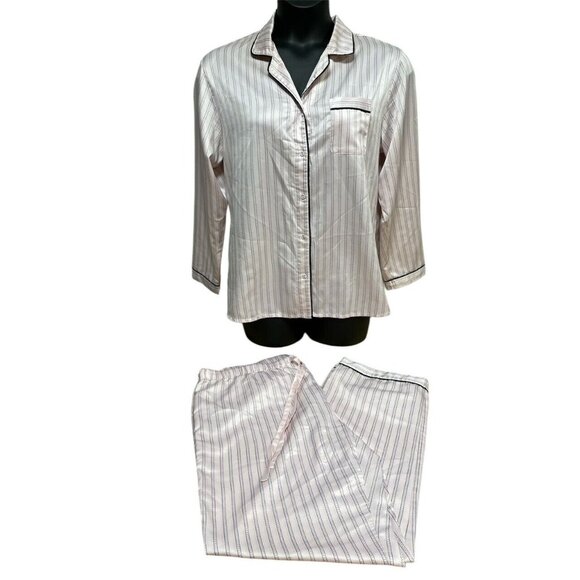 Size XL Gilligan & O'Malley Pink and Black Striped Pajama Set Pants and Top - Picture 2 of 3